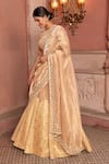 Buy_Nidhi Kejriwal_Gold Tissue, Chanderi Sequins, Pearls, Embellished Lehenga Blouse And Dupatta Set _Online_at_Aza_Fashions