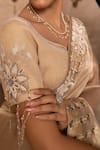 Nidhi Kejriwal_Gold Organza, Brocade, Silk Sequins, Pearls, Embroidered Saree With Blouse _Online_at_Aza_Fashions