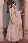 Nidhi Kejriwal_Gold Tissue Sequins, Pearls, Beads, Embroidery V-neck Self Lehenga Set _Online_at_Aza_Fashions