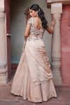 Shop_Nidhi Kejriwal_Gold Tissue Sequins, Pearls, Beads, Embroidery V-neck Self Lehenga Set _at_Aza_Fashions
