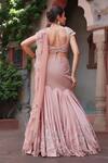 Shop Nidhi Kejriwal Rose Gold Satin, Net Ribbons, Beads, Fish Cut Pleated Lehenga Saree With Blouse at Aza Fashions Shop_Nidhi Kejriwal_Rose Gold Satin, Net Ribbons, Beads, Fish Cut Pleated Lehenga Saree With Blouse _at_Aza_Fashions