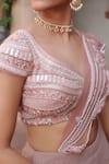 Nidhi Kejriwal Rose Gold Satin, Net Ribbons, Beads, Fish Cut Pleated Lehenga Saree With Blouse Online at Aza Fashions Nidhi Kejriwal_Rose Gold Satin, Net Ribbons, Beads, Fish Cut Pleated Lehenga Saree With Blouse _Online_at_Aza_Fashions