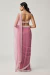 Shop_Vvani By Vani Vats_Pink Net, Georgette Pearls, Mirrors, Sequins, Scattered Saree With Blouse _at_Aza_Fashions