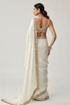 Shop_Vvani By Vani Vats_Off White Satin, Georgette Mirrors Sweetheart Neck Saree With Work Blouse _at_Aza_Fashions