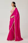 Shop Vvani By Vani Vats Fuchsia Satin, Georgette Mirrors, Gota Patti, Bordered Saree With Blouse Online at Aza Fashions Shop_Vvani By Vani Vats_Fuchsia Satin, Georgette Mirrors, Gota Patti, Bordered Saree With Blouse _Online_at_Aza_Fashions