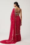 Shop_Vvani By Vani Vats_Red Georgette Sequins, Mirrors, Ruffles, Embroidery Saree With Blouse _at_Aza_Fashions