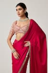 Buy_Vvani By Vani Vats_Red Satin, Georgette Mirrors, Gota Patti, Bordered Saree With Blouse _Online_at_Aza_Fashions