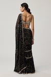 Shop_Vvani By Vani Vats_Black Georgette Mirrors, Multi Tiered Pre-draped Lehenga Saree With Blouse _at_Aza_Fashions