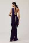 Shop_Vvani By Vani Vats_Purple Satin, Georgette Mirrors, Tassels, Pre-draped Saree With Work Blouse _at_Aza_Fashions