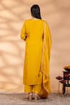 Shop_Mamicha_Yellow Silk Embroidery, Zari Round Neck Sunehri Bahar Kurta Set _at_Aza_Fashions