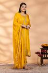 Shop_Mamicha_Yellow Silk Embroidery, Zari Round Neck Sunehri Bahar Kurta Set _Online_at_Aza_Fashions