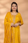 Buy_Mamicha_Yellow Silk Embroidery, Zari Round Neck Sunehri Bahar Kurta Set 