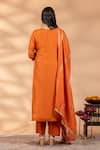 Shop_Mamicha_Orange Silk Embroidery, Zari Round Neck Rooh-e-rust Kurta Set _at_Aza_Fashions