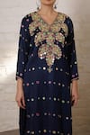 Buy_Sheeshakari_Blue Silk Mirrors, Beads, Embroidery, Zari V-neck Paisley Work Kurta Salwar Set 