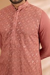 Buy_Rabani & Rakha_Orange Georgette, Cotton, Silk Embroidery, Sequins, Metallic And Kurta Set _Online_at_Aza_Fashions