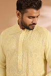 Shop_Rabani & Rakha_Yellow Georgette, Cotton, Silk Embroidery, Sequins, Beads Kurta Set _Online_at_Aza_Fashions