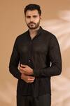 Buy_Rabani & Rakha_Black Georgette, Cotton, Silk Embroidery, Sequins Thread And Jaal Shirt With Pant _Online_at_Aza_Fashions