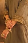 Buy_AFRIYA_Green Chanderi , Organza Zari, Sequins, Pearls, Zardozi Dori Kurta Set 