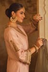 Shop AFRIYA Pink Chanderi , Organza Embroidery, Zardozi And A-line Kurta Set Shop_AFRIYA_Pink Chanderi , Organza Embroidery, Zardozi And A-line Kurta Set