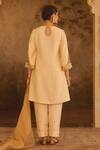Shop_AFRIYA_Cream Chanderi , Organza Embroidery, Sequins, Zardozi Dori Kurta Set _at_Aza_Fashions