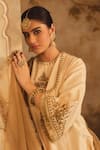 AFRIYA_Cream Chanderi , Organza Embroidery, Sequins, Zardozi Dori Kurta Set _at_Aza_Fashions