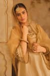 Buy_AFRIYA_Cream Chanderi , Organza Embroidery, Sequins, Zardozi Dori Kurta Set 
