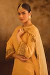 Shop_AFRIYA_Gold Organza, Chanderi Zari, Sequins, Pearls, Zardozi And Kurta Set _Online_at_Aza_Fashions