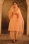 Shop_AFRIYA_Peach Organza, Chanderi Embroidery, Sequins, Zardozi And Dori Kurta Set 