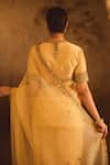 Shop_AFRIYA_Gold Organza, Chanderi Sequins, Tassels, Zari, Saree With Blouse _Online_at_Aza_Fashions