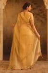 Shop_AFRIYA_Gold Organza, Chanderi Sequins, Tassels, Zari, Saree With Blouse _at_Aza_Fashions