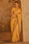 Buy_AFRIYA_Gold Organza, Chanderi Sequins, Tassels, Zari, Saree With Blouse 