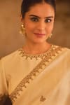 Shop_AFRIYA_Cream Organza, Chanderi Dabka And Dori Hand Work Saree & Blouse _Online_at_Aza_Fashions