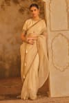 Shop_AFRIYA_Cream Organza, Chanderi Dabka And Dori Hand Work Saree & Blouse 