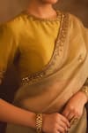 Shop_AFRIYA_Green Organza, Chanderi Sequins, Embroidery, Zari Saree With Blouse _Online_at_Aza_Fashions