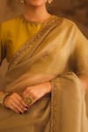 AFRIYA_Green Organza, Chanderi Sequins, Embroidery, Zari Saree With Blouse _at_Aza_Fashions