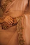 AFRIYA_Pink Organza, Chanderi Sequins, Zari, Hand Work Saree With Blouse _at_Aza_Fashions