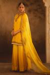 AFRIYA_Yellow , Twill, Modal, Satin, Organza Zardozi Dori Kurta Sharara Set _Online_at_Aza_Fashions