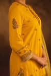 AFRIYA_Yellow , Twill, Modal, Satin, Organza Zardozi Dori Kurta Sharara Set _at_Aza_Fashions