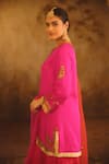 AFRIYA_Pink , Twill, Modal, Satin, Organza Zardozi And Dori Kurta Sharara Set _Online_at_Aza_Fashions