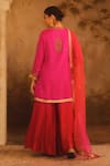 Shop_AFRIYA_Pink , Twill, Modal, Satin, Organza Zardozi And Dori Kurta Sharara Set _at_Aza_Fashions