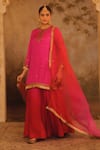 Buy_AFRIYA_Pink , Twill, Modal, Satin, Organza Zardozi And Dori Kurta Sharara Set 