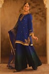 AFRIYA_Blue , Twill, Modal, Satin, Organza Zardozi And Dori Kurta Sharara Set _Online_at_Aza_Fashions
