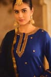 Buy_AFRIYA_Blue , Twill, Modal, Satin, Organza Zardozi And Dori Kurta Sharara Set 