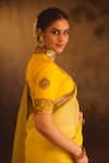 AFRIYA_Yellow Silk Organza, Silk, Twill Sequins, Pearls, Tassels, Saree With Blouse _Online_at_Aza_Fashions