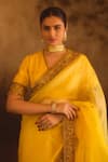 Buy_AFRIYA_Yellow Silk Organza, Silk, Twill Sequins, Pearls, Tassels, Saree With Blouse _Online_at_Aza_Fashions