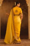 Shop_AFRIYA_Yellow Silk Organza, Silk, Twill Sequins, Pearls, Tassels, Saree With Blouse _at_Aza_Fashions