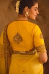 Buy_AFRIYA_Yellow Silk Organza, Silk, Twill Sequins, Pearls, Tassels, Saree With Blouse 