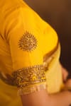 Shop_AFRIYA_Yellow Silk Organza, Silk, Twill Sequins, Pearls, Tassels, Saree With Blouse 