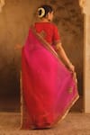 Shop AFRIYA Red Silk Organza, Silk, Twill Sequins, Metallic Thread, Saree With Blouse at Aza Fashions Shop_AFRIYA_Red Silk Organza, Silk, Twill Sequins, Metallic Thread, Saree With Blouse _at_Aza_Fashions