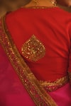 AFRIYA Red Silk Organza, Silk, Twill Sequins, Metallic Thread, Saree With Blouse Online at Aza Fashions AFRIYA_Red Silk Organza, Silk, Twill Sequins, Metallic Thread, Saree With Blouse _Online_at_Aza_Fashions